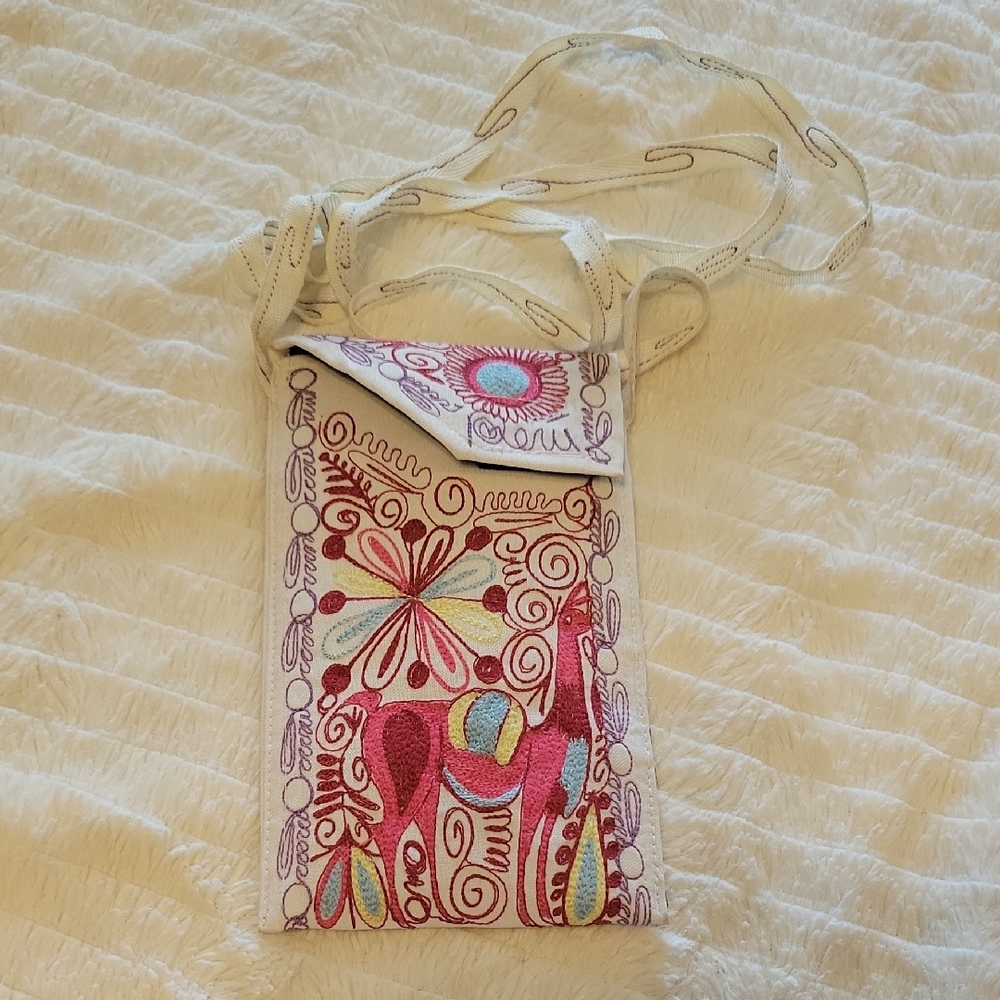 Colorful Embroidered Crossbody Llama Bag, Handmade In Peru